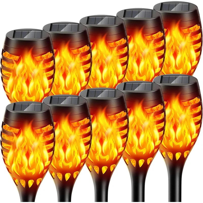 KOOPER Halloween Solar Outdoor Lights with Flickering Flame Light Pack (Set of 10)