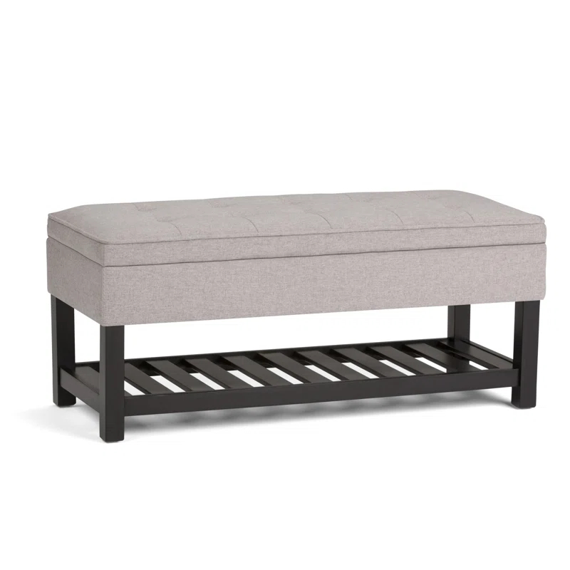 Simpli Home Cosmopolitan 44"W Transitional Tufted Storage Ottoman Bench with Lift Top