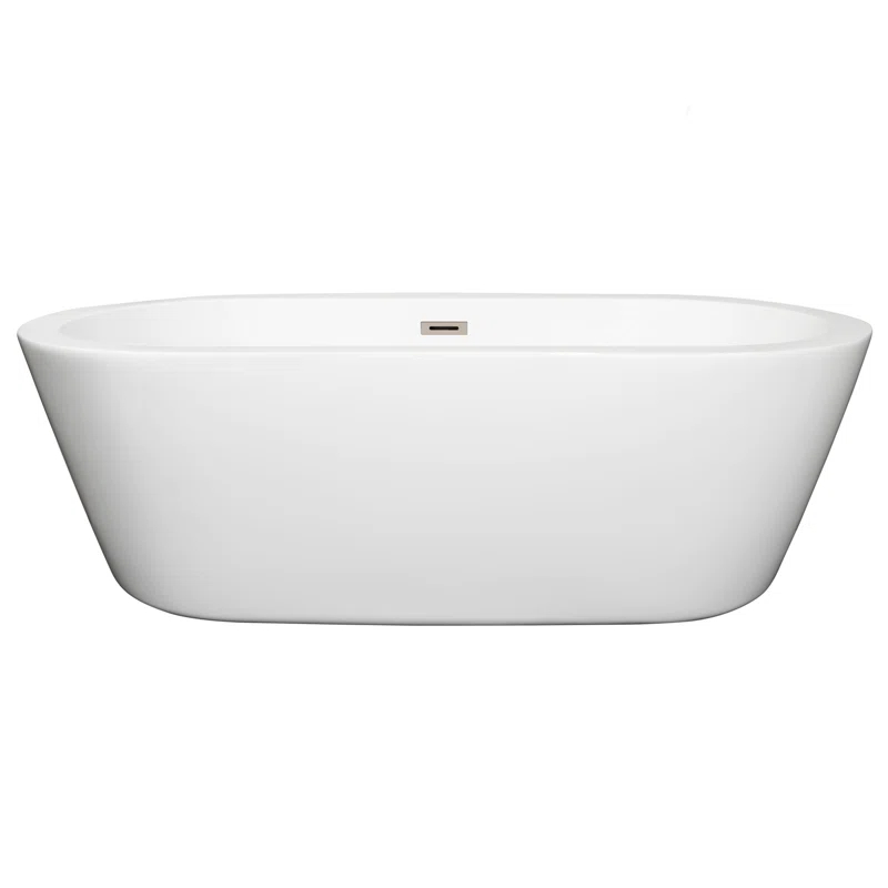 Wyndham Collection WCOBT100371BNTRIM Mermaid 71'' x 33.5'' Freestanding Soaking Acrylic Bathtub