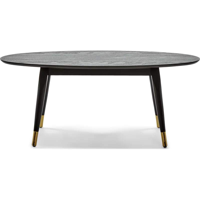 Elle Decor Clemintine Elle Decor Mid-Century Modern Oval Coffee Table with Brass Accents