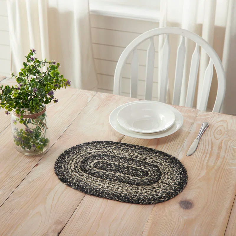 VHC Brands Sawyer Mill Jute No Pattern Oval Placemat