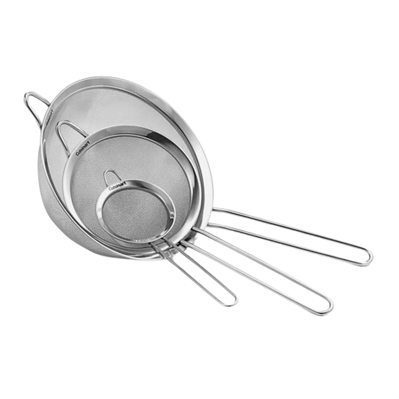 Cuisinart 3 Piece Stainless Steel Mesh Strainer Set for for Sifting, Straining and Draining Vegetables, Pastas, Flour, Tea