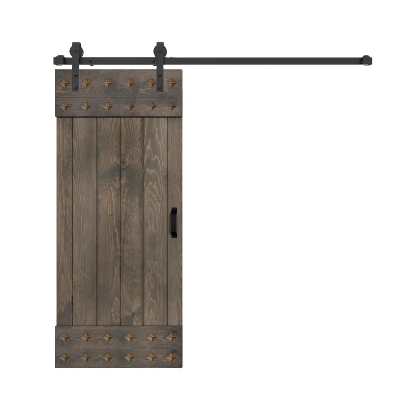 IsLife 84'' Solid Wood Paneled Matte with Installation Hardware Kit Barn Door
