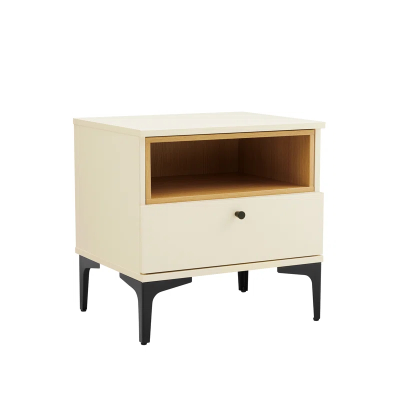 Ivy Bronx Modern Decatur Nightstand with 1 Full Extension Drawer and Metal Legs