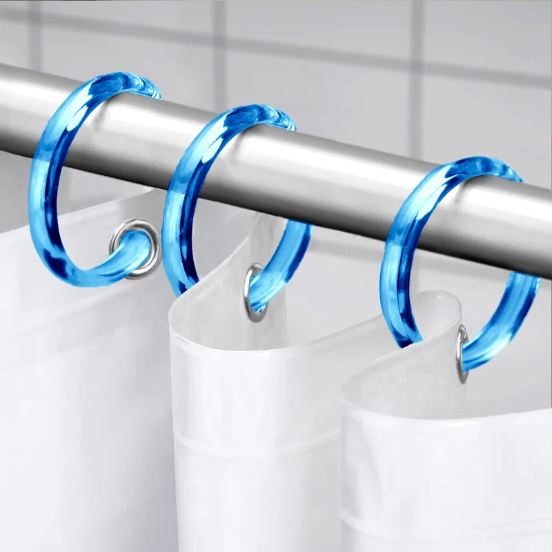 Evideco Solid Plastic Shower Curtain Hooks Rings (Set of 12)