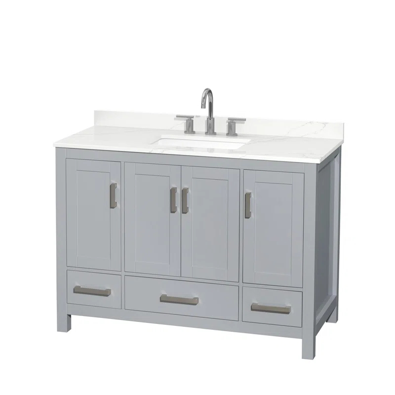 Wyndham Collection Sheffield 48" Freestanding Single Bathroom Vanity with Quartz Top