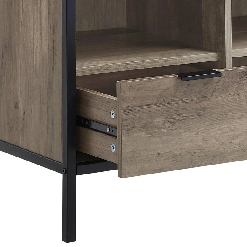 Loon Peak® Genivee 1-Drawer Rectangular TV Stand in Rustic Oak/Black | Wayfair