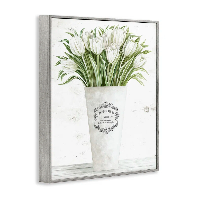 Stupell Industries Tulip Bouquet in Parisian Vase Floral Arrangement by Cindy Jacobs - Graphic Art Print