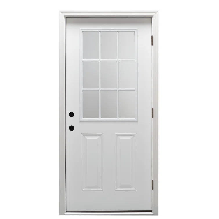 MMI DOOR Clear Glass Smooth Primed Fiberglass Prehung Front Entry Door | Wayfair