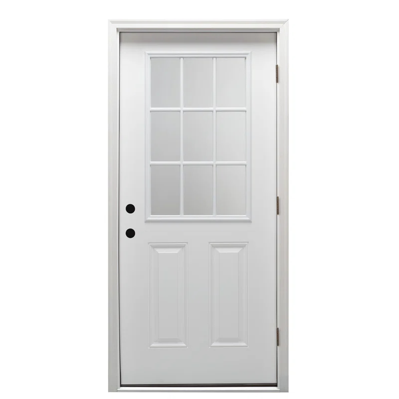 MMI DOOR Clear Glass Smooth Primed Fiberglass Prehung Front Entry Door | Wayfair