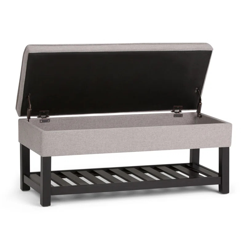 Simpli Home Cosmopolitan 44"W Transitional Tufted Storage Ottoman Bench with Lift Top