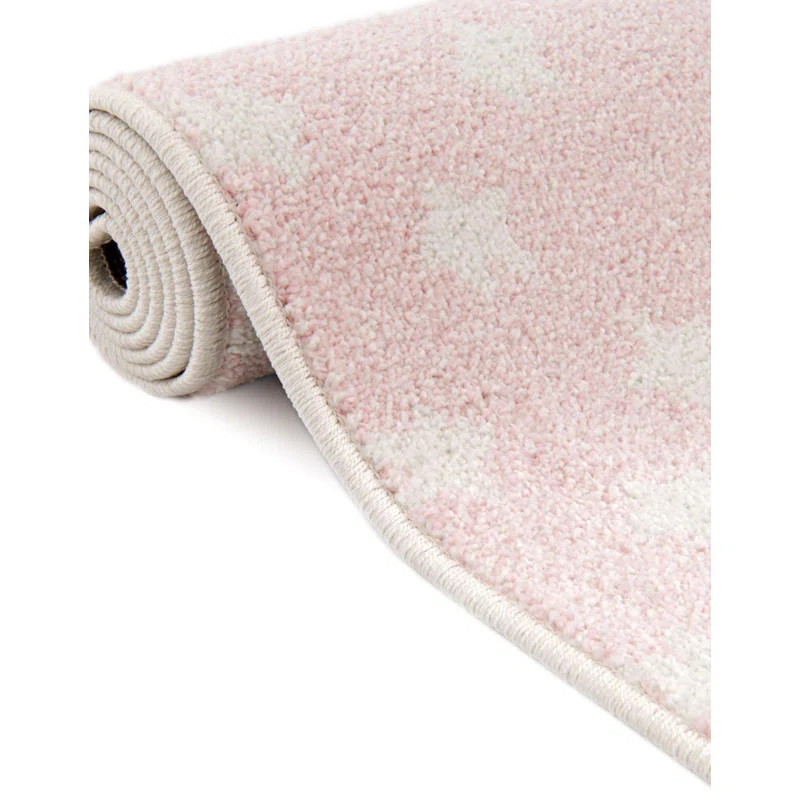 Whimsy Stars Baby Pink/Ivory Kid Rug
