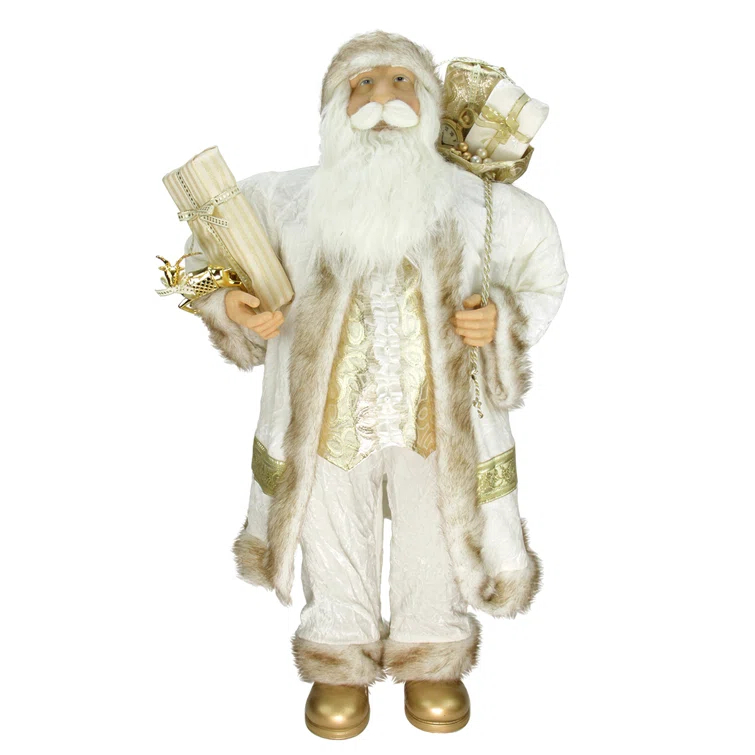 Northlight Seasonal White and Ivory Santa Claus with Gift Bag Christmas Figure