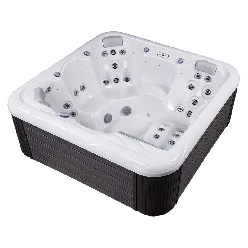 Buenospa New York 6 - Person 49 - Jet Acrylic Square Hot Tub with Ozonator and Cover in White