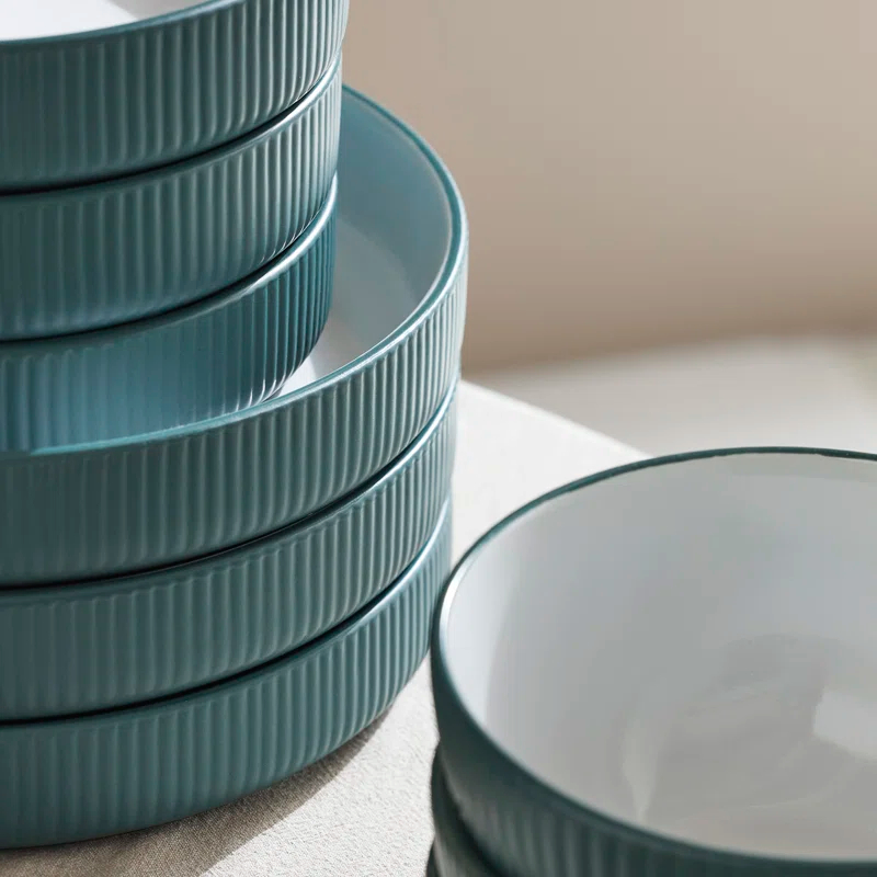 Christian Siriano Christian Siriano Larosso 24-Piece Dinnerware Set with Dinner Bowls and Pasta Bowls, Stoneware