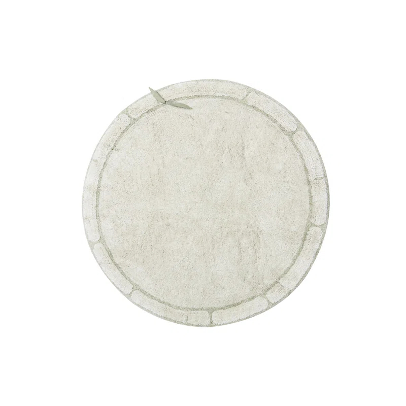 Lorena Canals Round Hand Tufted 3'11.25" x 3'11.25" Cotton/Bamboo Slat / Seagrass Area Rug in Natural/Ivory/Olive
