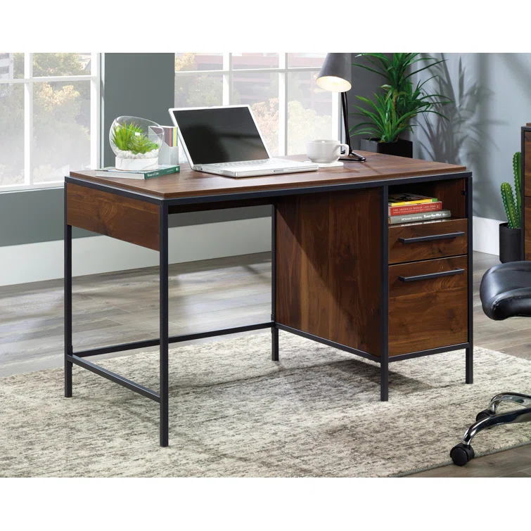 17 Stories Home Office Desk with Drawers and Open Shelf