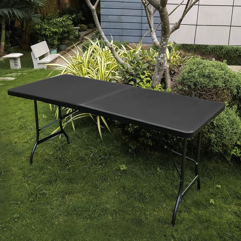 Plastic Folding Card Table, Indoor Outdoor Portable Picnic Table with Carrying Handle for Camping