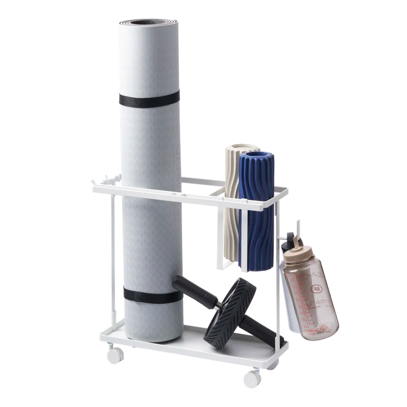 Yamazaki Home 1989 Yamazaki Home Fitness Equipment Storage Cart, Steel, Holds 16.5 Lbs, Wheels