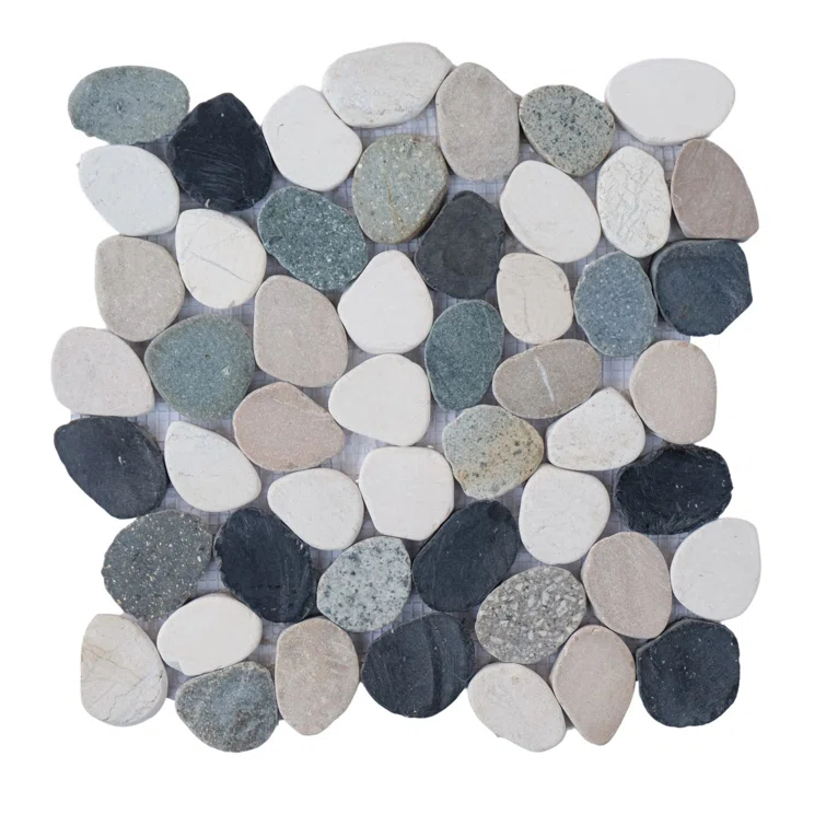 b.o.i Hawaii 12" x 12" Natural Stone Pebbles Mosaic Wall & Floor Tile