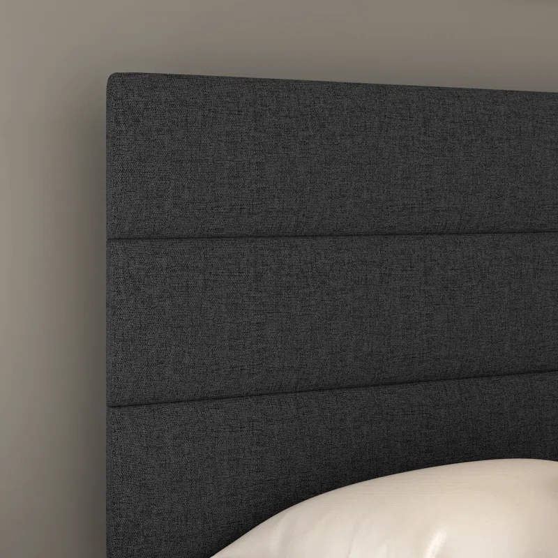 Boyd Sleep Ravenna Upholstered Linen Tri-Panel Channel Adjustable Height Headboard Platform Bed Frame