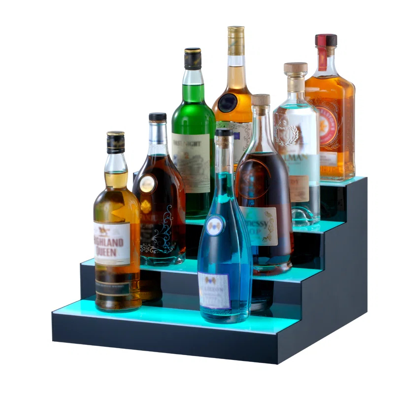 Ivy Bronx Ivy Bronx LED Lighted Liquor Bottle Display Bar Shelf RF & App Control 16" 4-Step