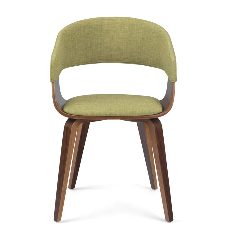Lowell Bentwood Upholstered Dining Chair with Curved Backrest in Mid-Century Modern Style