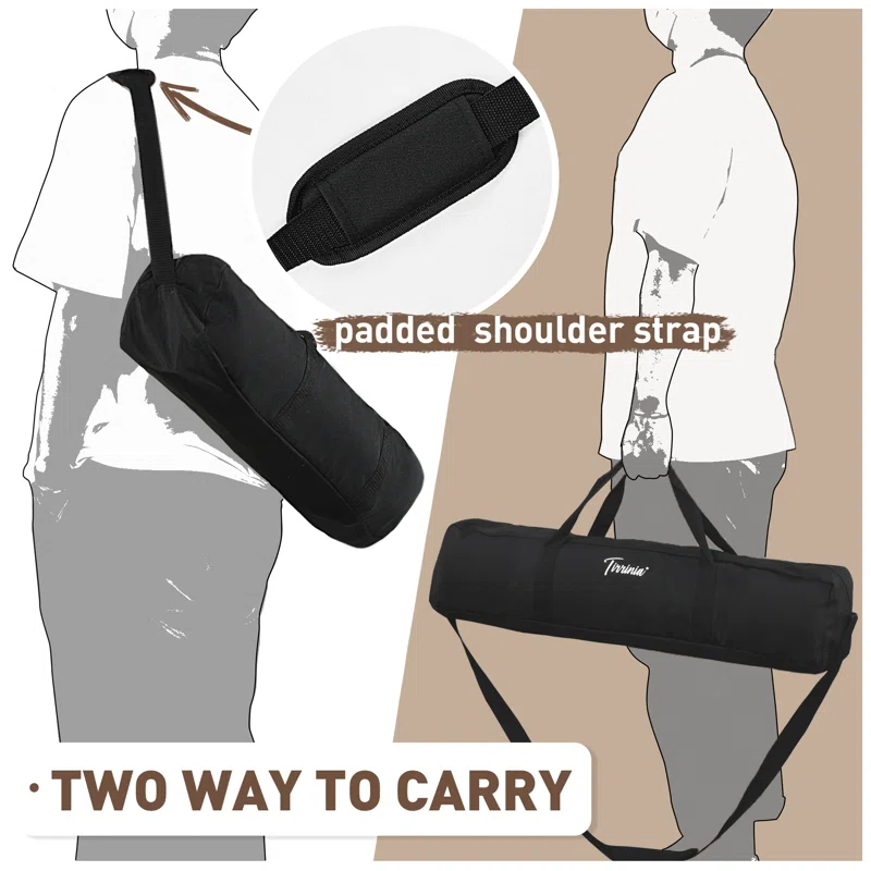 Tirrinia 26x26in Bamboo Picnic Table with Carrying Bag + Free Picnic Pad, Outdoor Portable All-Purpose Table for Concerts, Camping, Beach, Tailgating, Patio, Kitchen, Living Room