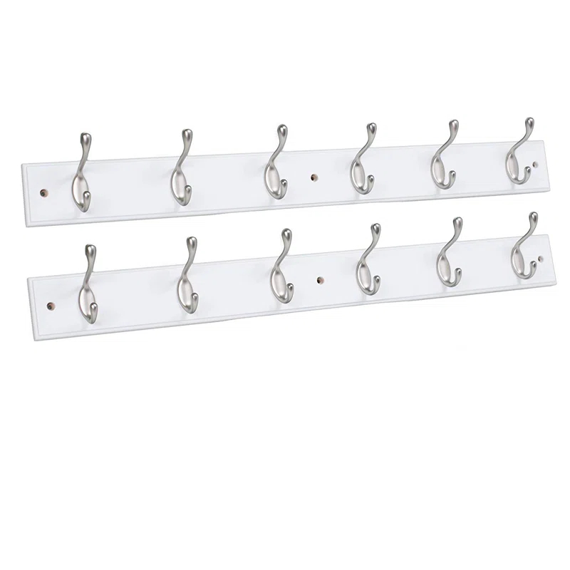 BirdRock Home Solid Wood Wall 6 - Hook Wall Mounted Coat Rack (Set of 2)