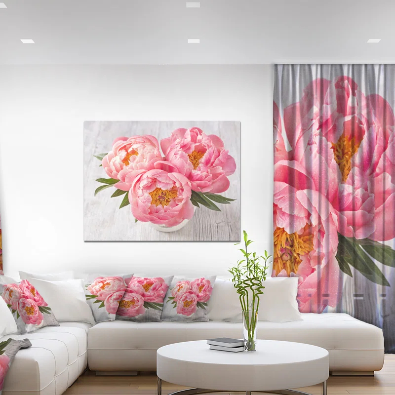 " Peony Flowers On White Floor "