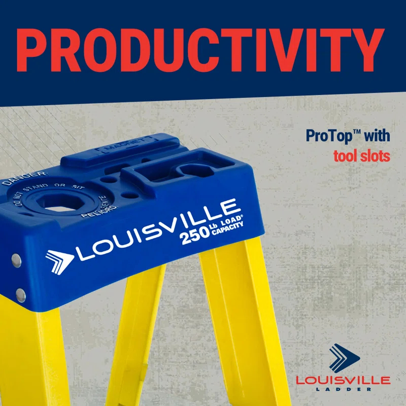 Louisville Ladder 8 ft. Fiberglass Step Ladder with 250 lbs. Load Capacity Type I Duty Rating