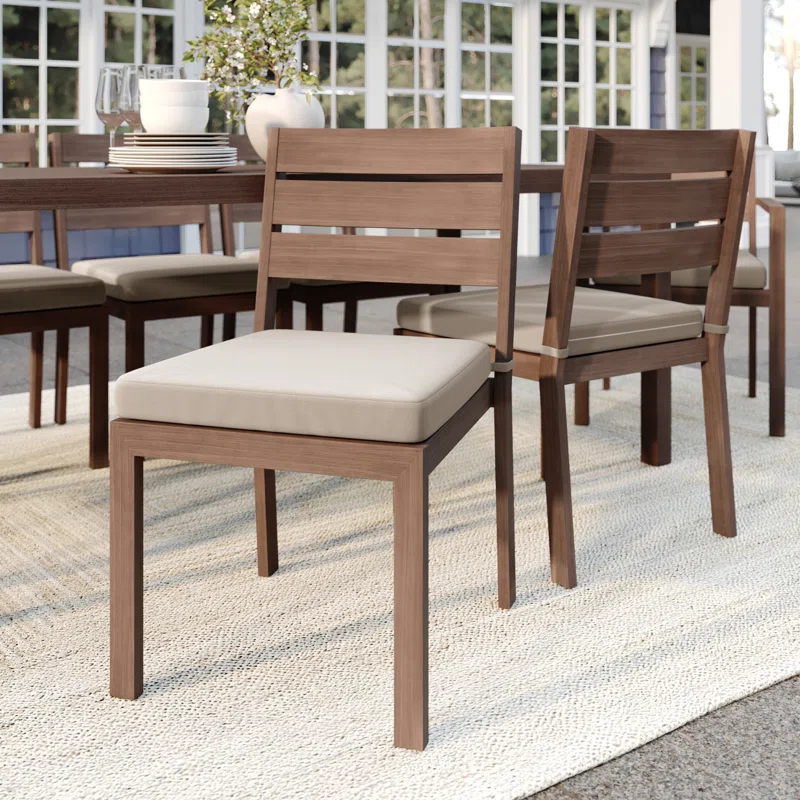 Martha Stewart Martha Stewart Bedford All-Weather Stacking Patio Side Dining Chair With Seat Cushion