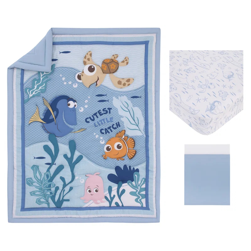 Disney Disney Finding Nemo Cutest Little Catch Infant Col 3 - Piece Crib Bedding Set