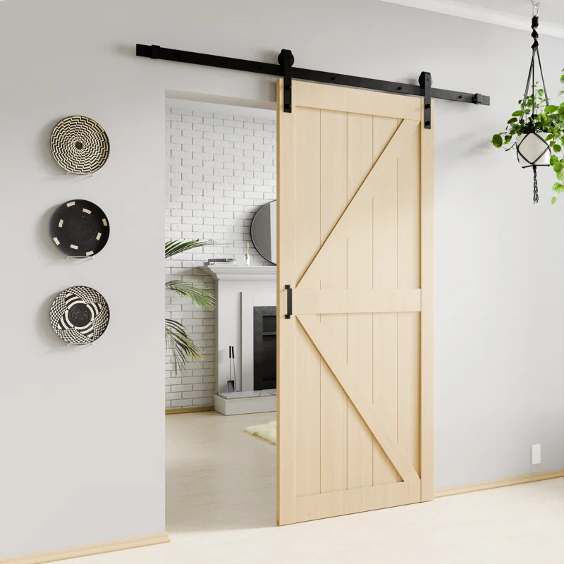 ANZZI ANZZI Heavy Duty Sturdy Wood Single Sliding Barn Door - Solid Core MDF And PVC - Knockdown Design - Hardware Included - Space-Saving Solution