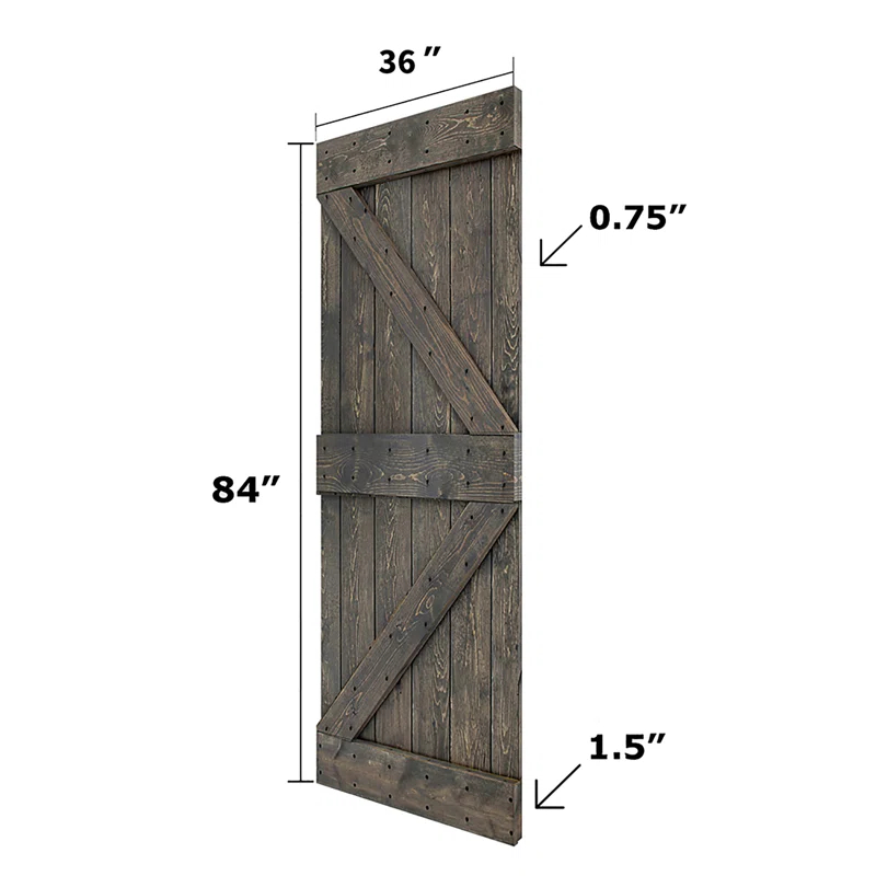 IsLife K Style Solid Core Wood Double Sliding Barn Door with Hardware Kit -Assembly Needed (Set of 2)