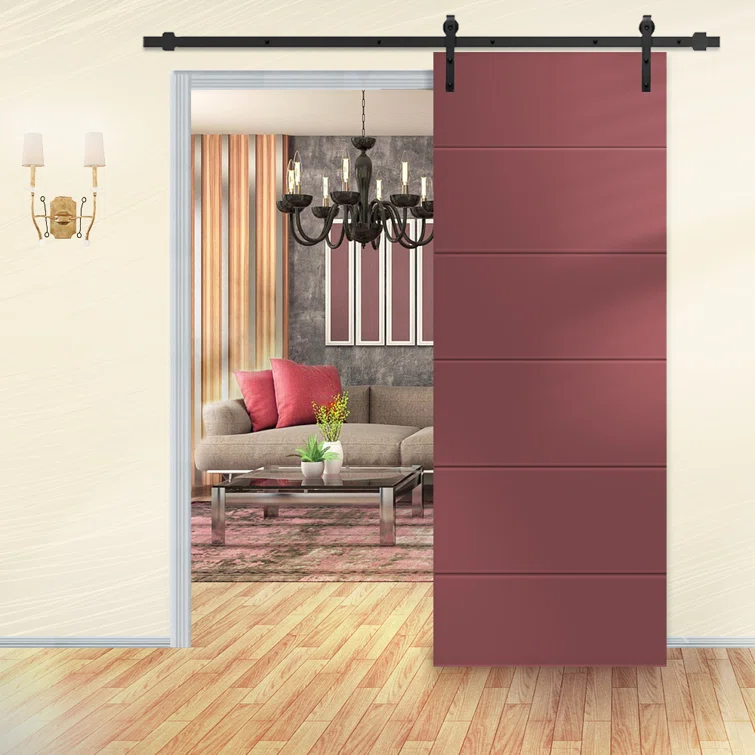 Calhome Solid Wood Paneled Painted with Installation Hardware Kit Barn Door