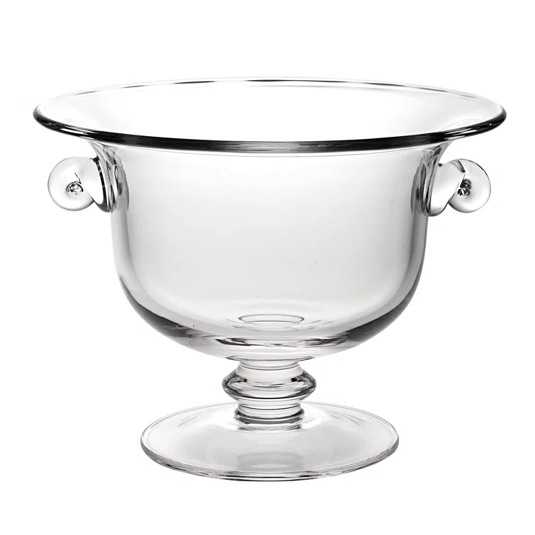 Wildon Home® Arpita 11" Clear Mouth  Blown Crystal Round Pedestal Centerpiece Bowl