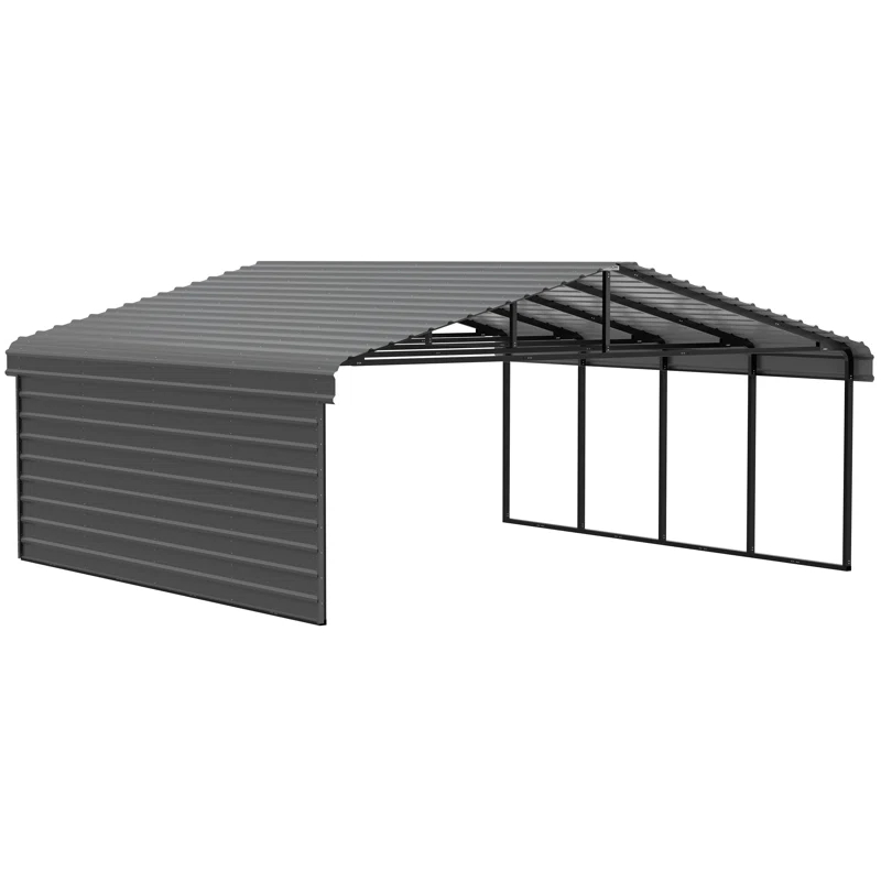 Arrow 20 x 20 ft Carport with 1-sided Enclosure