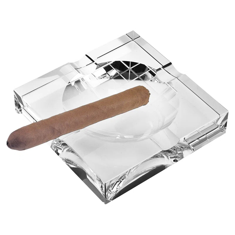 Mercer41 Catrinna Clear Crystal Square Tabletop Cigar Ashtray