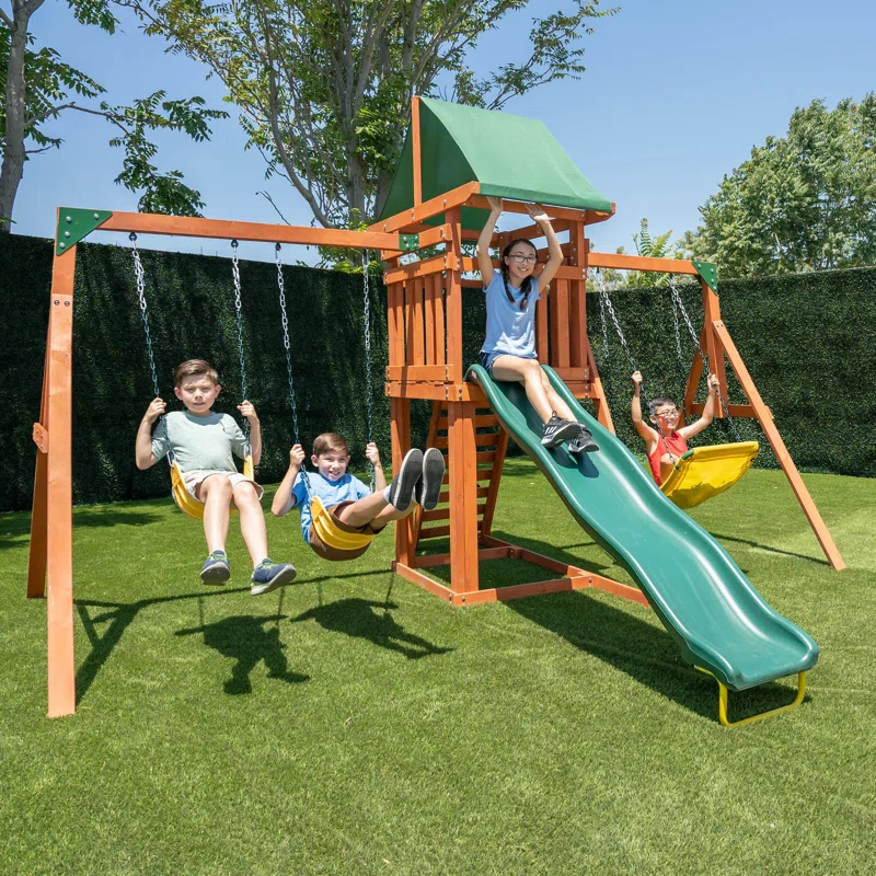 Sportspower Sherwood Wooden Swing Set with Lifetime Warranty on 8' Double Wall Slide