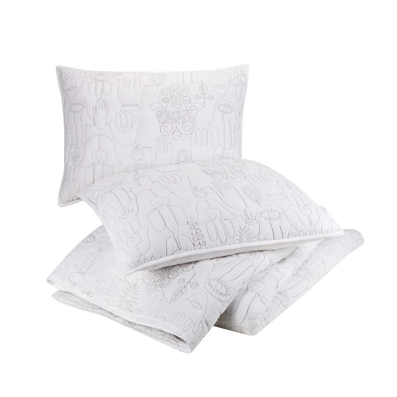 Jungalow Hamsa 3-Piece Embroidered Quilt Set
