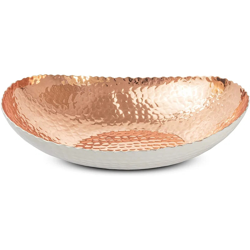 Monarch Abode Hand Hammered Metal Decorative Centerpiece Fruit Bowl for Kitchen Counter, 12.75 inch