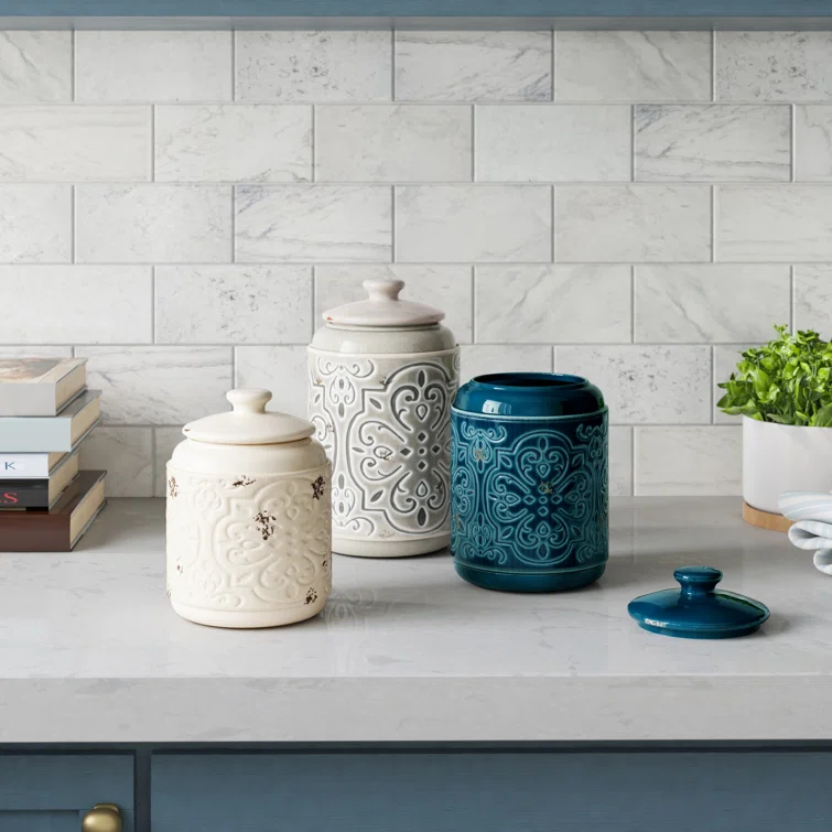 Drew DeRose Designs Ceramic / Porcelain Canister - Set of 3