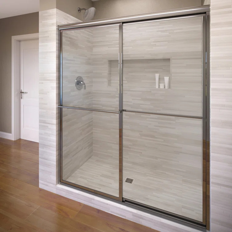 Basco Deluxe 45.75" W x 71.5" H Frameless Shower Door 7150-46CL