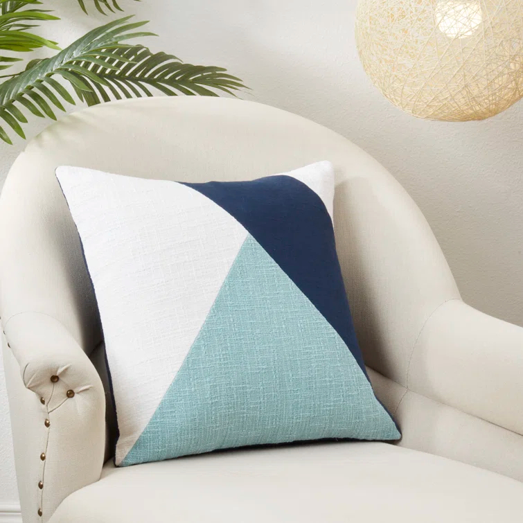Saro Geo Block Collection Cotton Pillow Cover