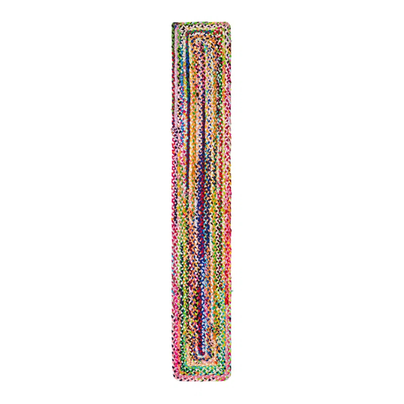 Unique Loom Marcantel Geometric Handmade Braided Cotton Yellow/Pink Area Rug