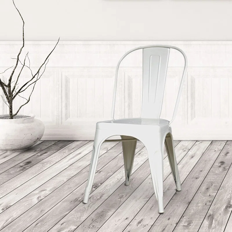 Amerivend Works 17'' H Metal Stacking Side Chair (Set of 2)