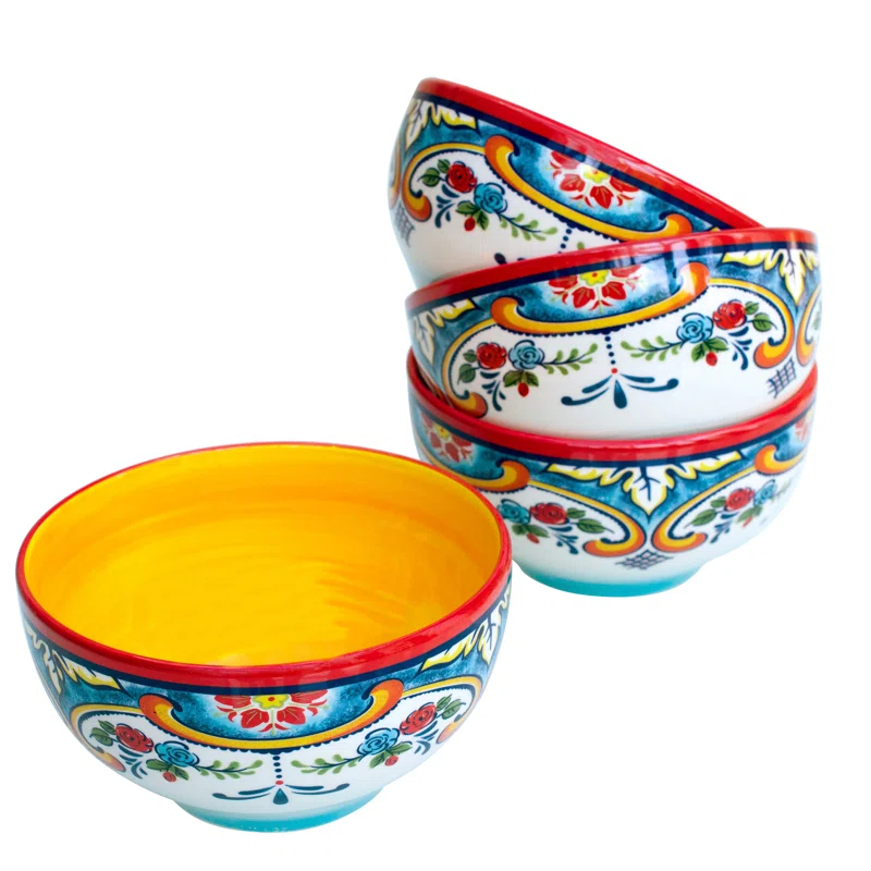 Euro Ceramica Zanzibar Cereal Bowl Set (Set of 4)