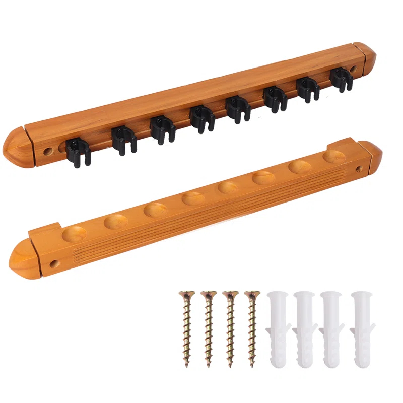 GSE Games & Sports Expert 2-Piece Billiard Pool Cue Stick Wall Mounted Rack, Holds 8 Pool Cue Stick