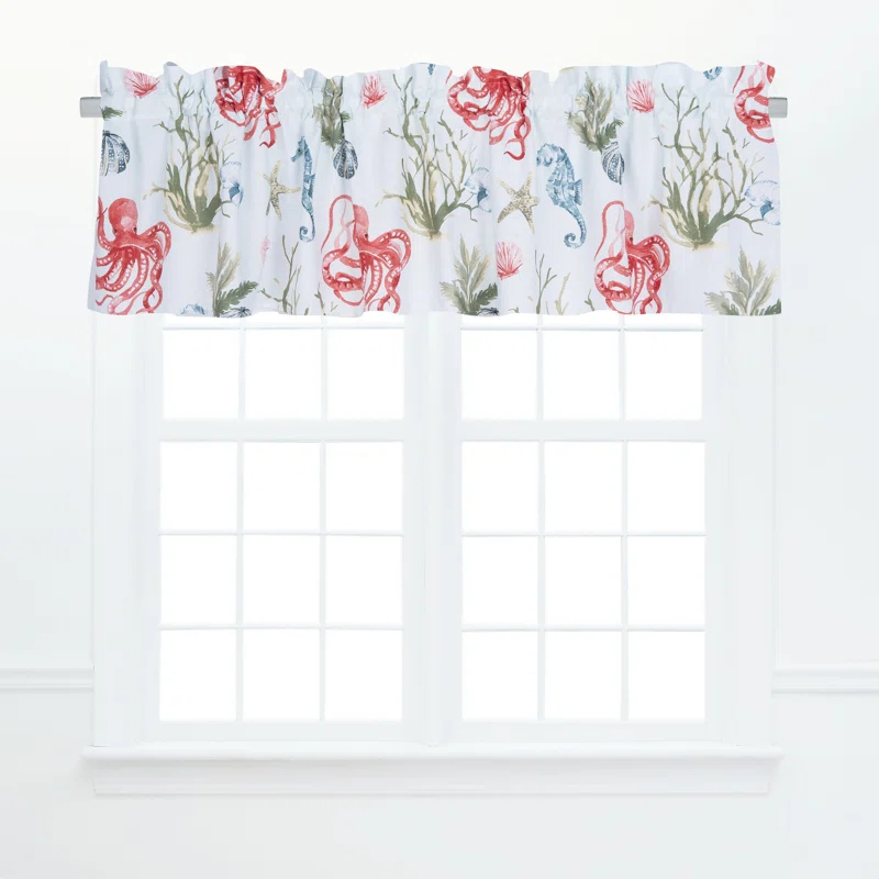 Behari Coastal Cotton Valance Window Treatment (Set of 2)